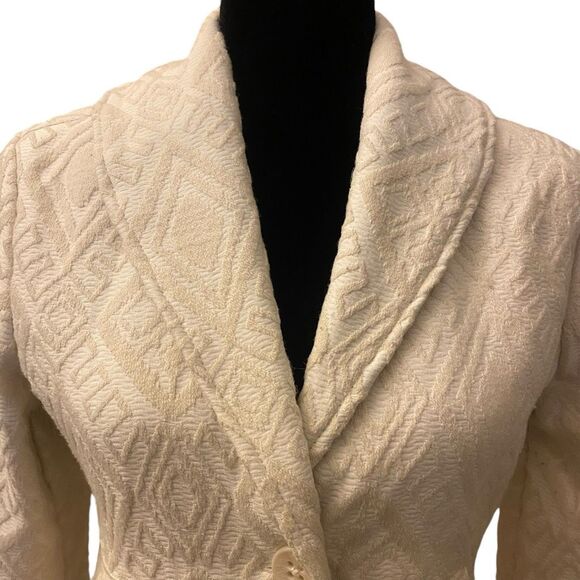 Billabong Off White Aztec Print Fringe Button Coat Jacket Size M - Picture 2 of 15